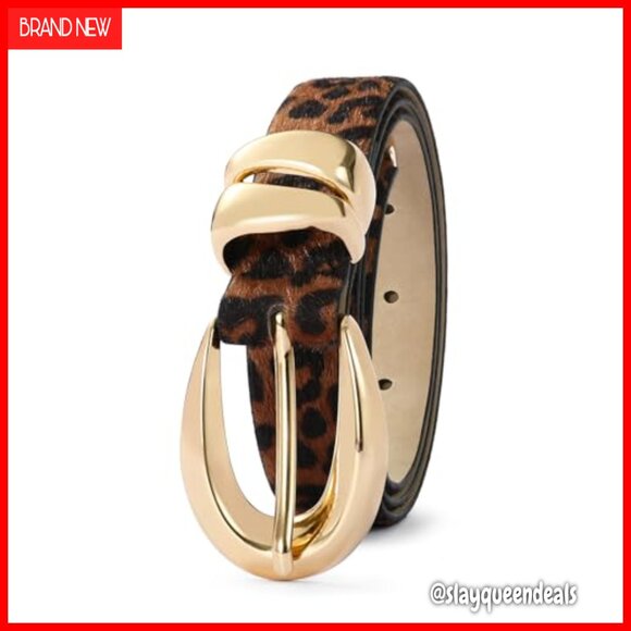 Leather Belt Gold Buckle Women\'s Fashion Belt for Jeans Dresses